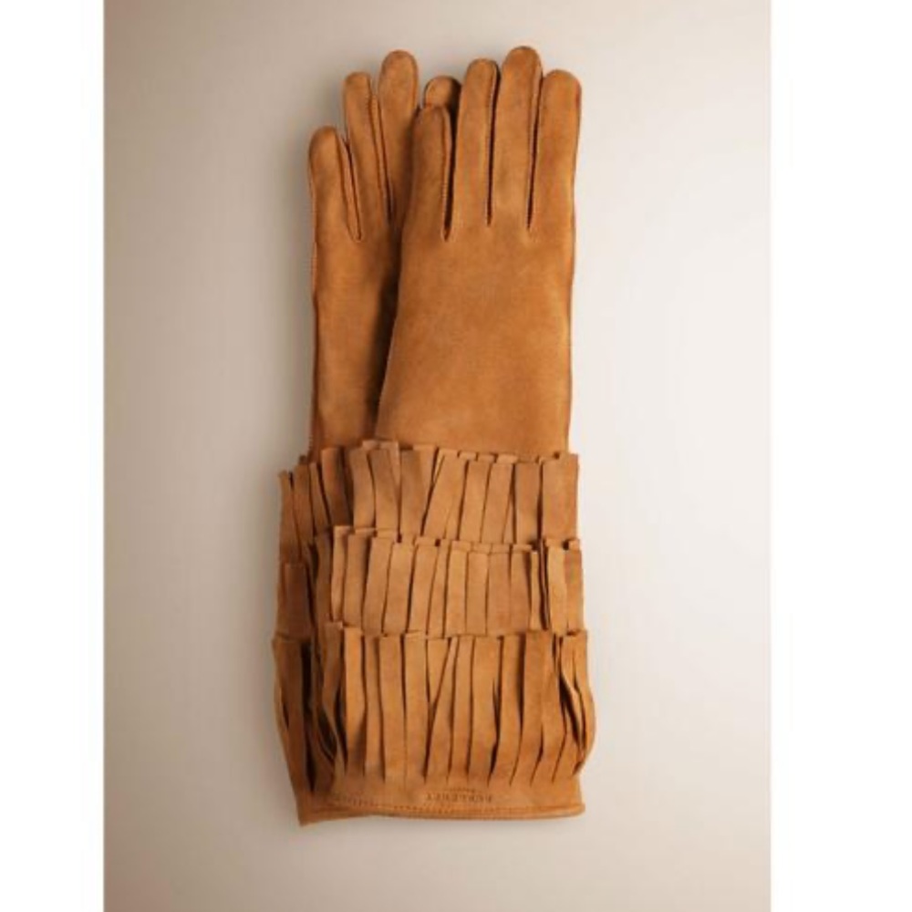 NWT Burberry suede fringe gloves 6.5